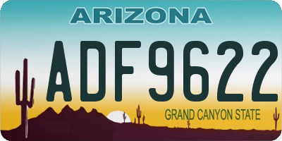 AZ license plate ADF9622