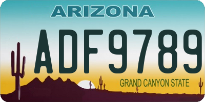 AZ license plate ADF9789
