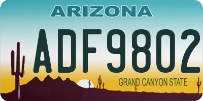 AZ license plate ADF9802
