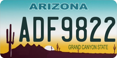 AZ license plate ADF9822