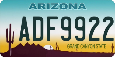 AZ license plate ADF9922