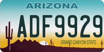 AZ license plate ADF9929