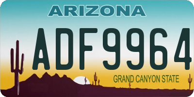AZ license plate ADF9964