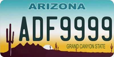 AZ license plate ADF9999