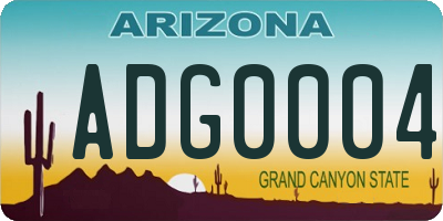AZ license plate ADG0004