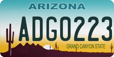 AZ license plate ADG0223