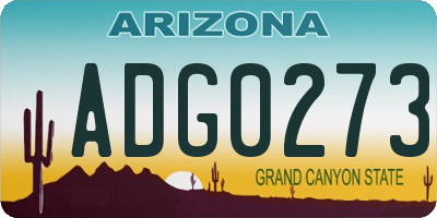 AZ license plate ADG0273