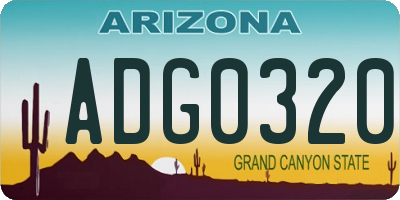 AZ license plate ADG0320