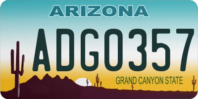 AZ license plate ADG0357