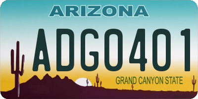 AZ license plate ADG0401