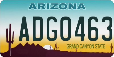 AZ license plate ADG0463