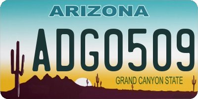 AZ license plate ADG0509