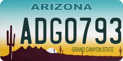 AZ license plate ADG0793