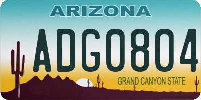 AZ license plate ADG0804