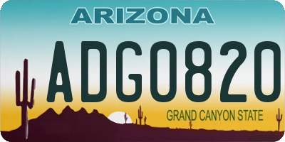 AZ license plate ADG0820