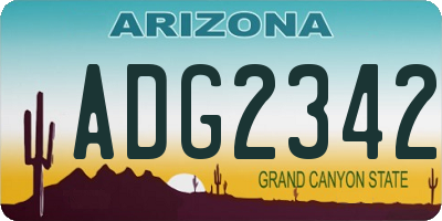 AZ license plate ADG2342