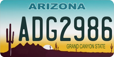AZ license plate ADG2986