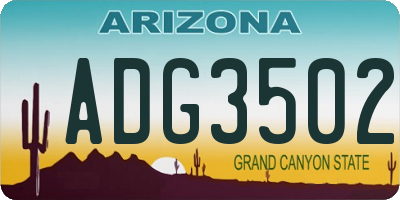AZ license plate ADG3502