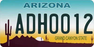 AZ license plate ADH0012