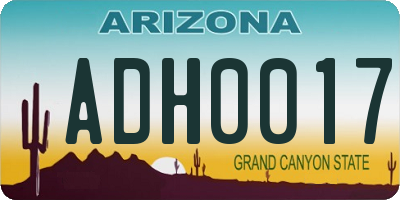 AZ license plate ADH0017
