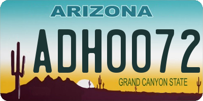 AZ license plate ADH0072