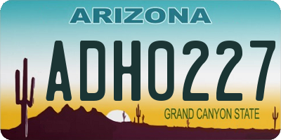 AZ license plate ADH0227
