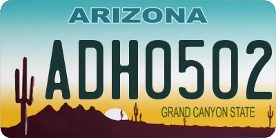 AZ license plate ADH0502