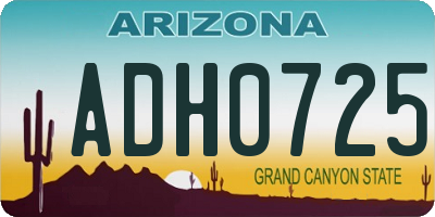 AZ license plate ADH0725