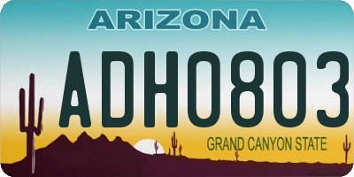 AZ license plate ADH0803