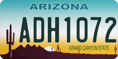AZ license plate ADH1072