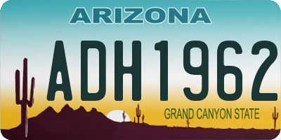 AZ license plate ADH1962