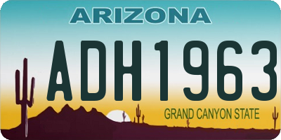 AZ license plate ADH1963