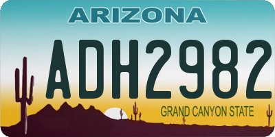 AZ license plate ADH2982