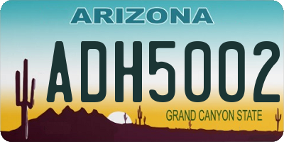 AZ license plate ADH5002