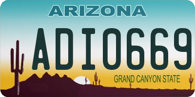 AZ license plate ADI0669