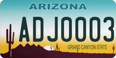 AZ license plate ADJ0003