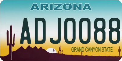 AZ license plate ADJ0088