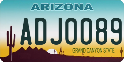 AZ license plate ADJ0089