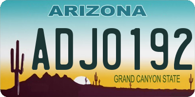 AZ license plate ADJ0192