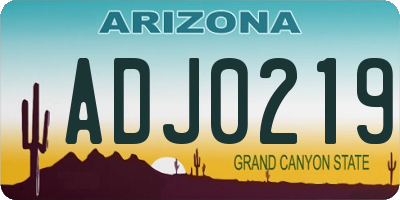 AZ license plate ADJ0219