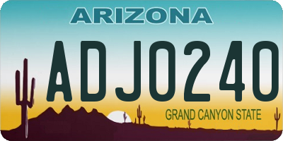 AZ license plate ADJ0240