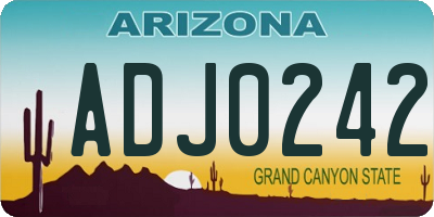 AZ license plate ADJ0242