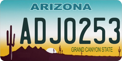 AZ license plate ADJ0253