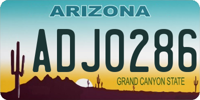 AZ license plate ADJ0286
