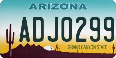 AZ license plate ADJ0299