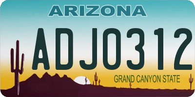 AZ license plate ADJ0312