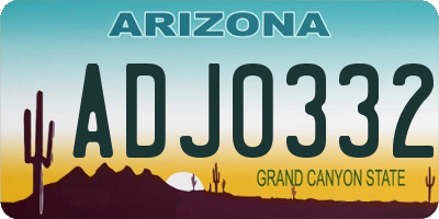AZ license plate ADJ0332