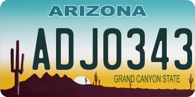 AZ license plate ADJ0343