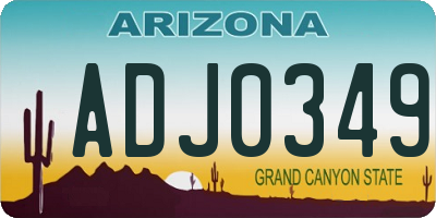 AZ license plate ADJ0349