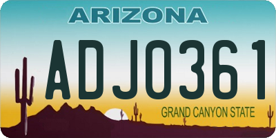 AZ license plate ADJ0361